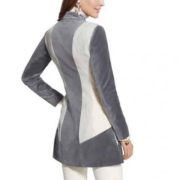 Chicos Velvet Lace Snowflake Tunic Jacket 2 - Picture 2 of 9